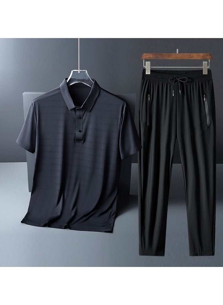 KUYING New Casual Thin Ice Silk Two-Piece Set 