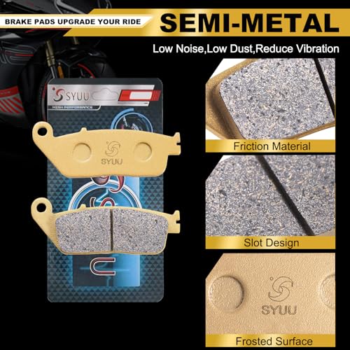S SYUU Motorcycle Front Rear Brake Pads Compatible with Harley Davidson FLSTN Softail Deluxe 2008-2014 FXDB Street Bob 2008-2017 FXSTC Softail Custom 2008-2010 FLS Softail Slim 2012-2014 FA457F FA458R - Image 4