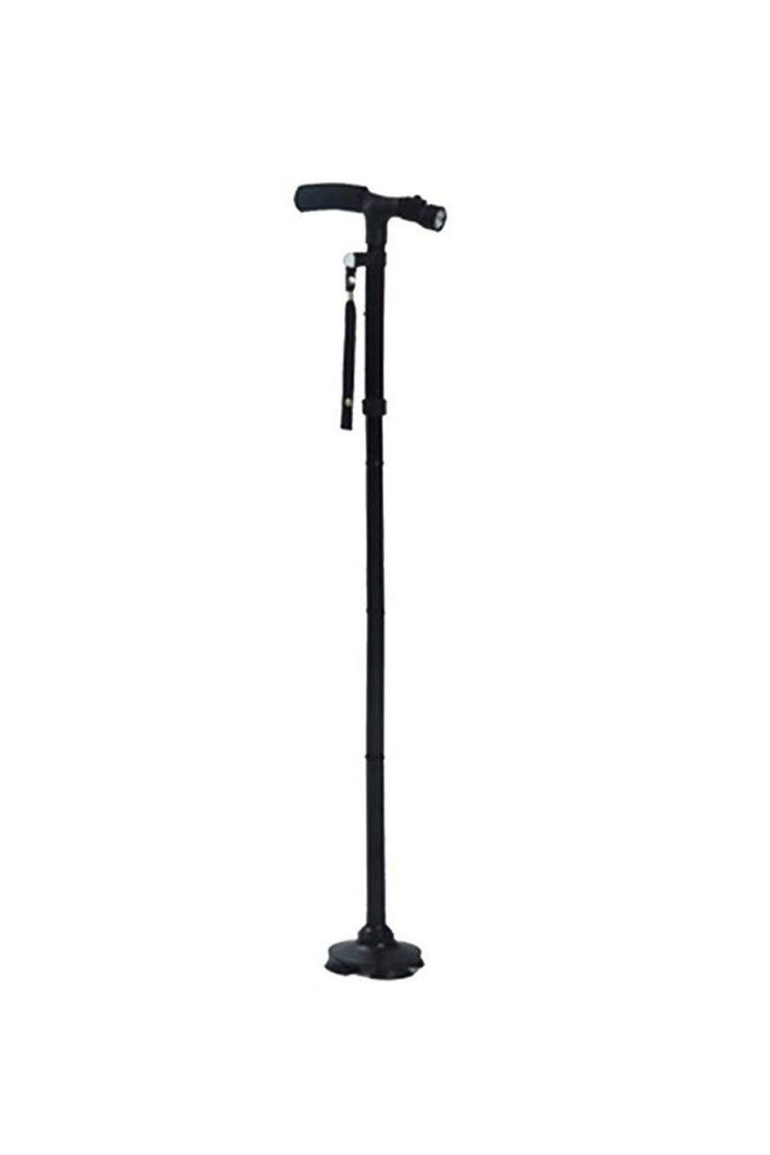 عكاز قابل للطي بخمس أجزاء مع ضوء LED – عكاز ألمنيوم قابل للتعديل لدعم المسنين - Image 2