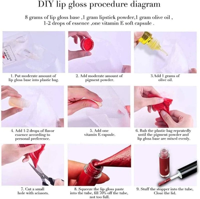 SWIUKPHE مجموعة قاعدة ملمع الشفاه DIY، تركيبة مرطبة وغير لزجة لملمع الشفاه المخصص، زيت مكياج الشفاه النباتي للنساء والفتيات (عبوة واحدة 50 مل + 3 عبوات 20 مل) - Image 2