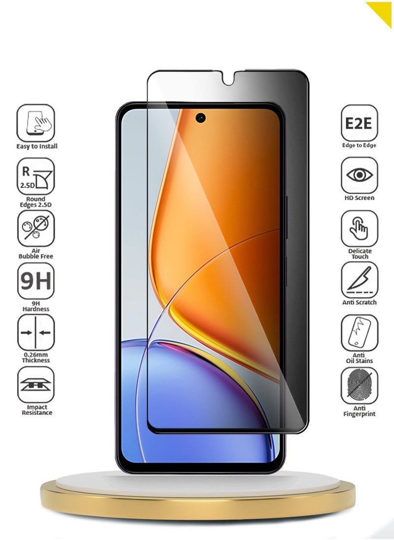 JAJEEK vivo Y39 5G 2025 Premium E2E Series Privacy Tempered Glass Screen Protector – Full Glue, Full Coverage, Edge-to-Edge Design – Anti-Spy Privacy Shield, 9H Hardness, HD Clarity, Scratch Resistant, Oleophobic Coating, Easy Bubble-Free Installation – Clear/Black - Image 1
