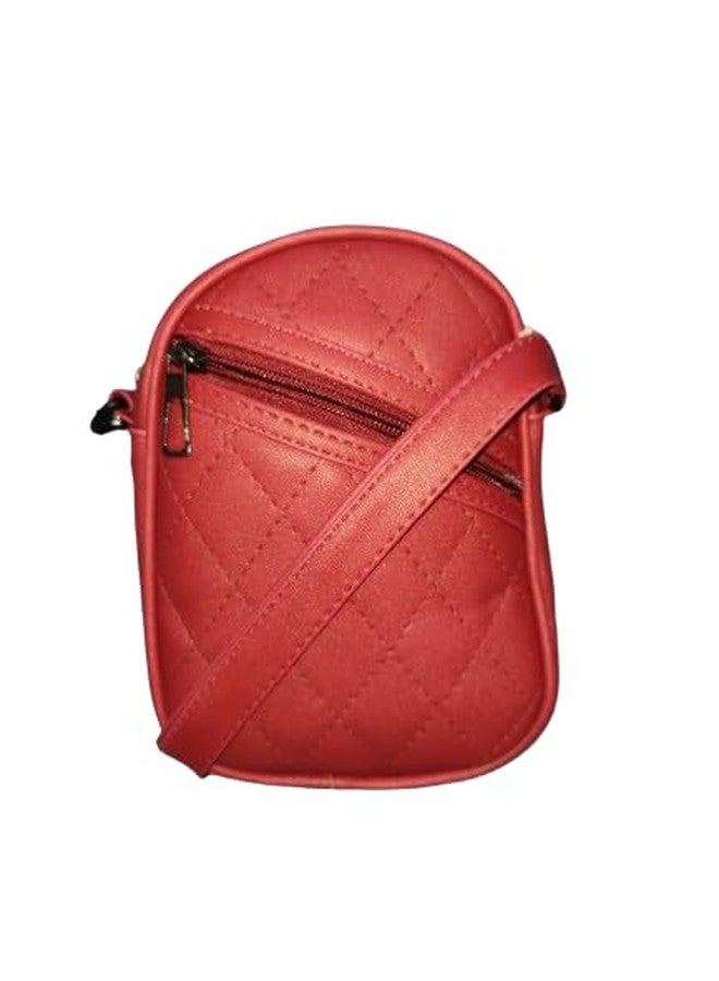 AKSUTI PU Leather Unisex Crossbody Bag, Mini Quilted, Small, for Women (Maroon)