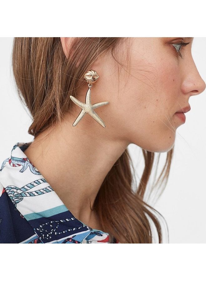 Vacation Starfish Shell Fashion Vintage Wind Irregular Earrings - Image 4