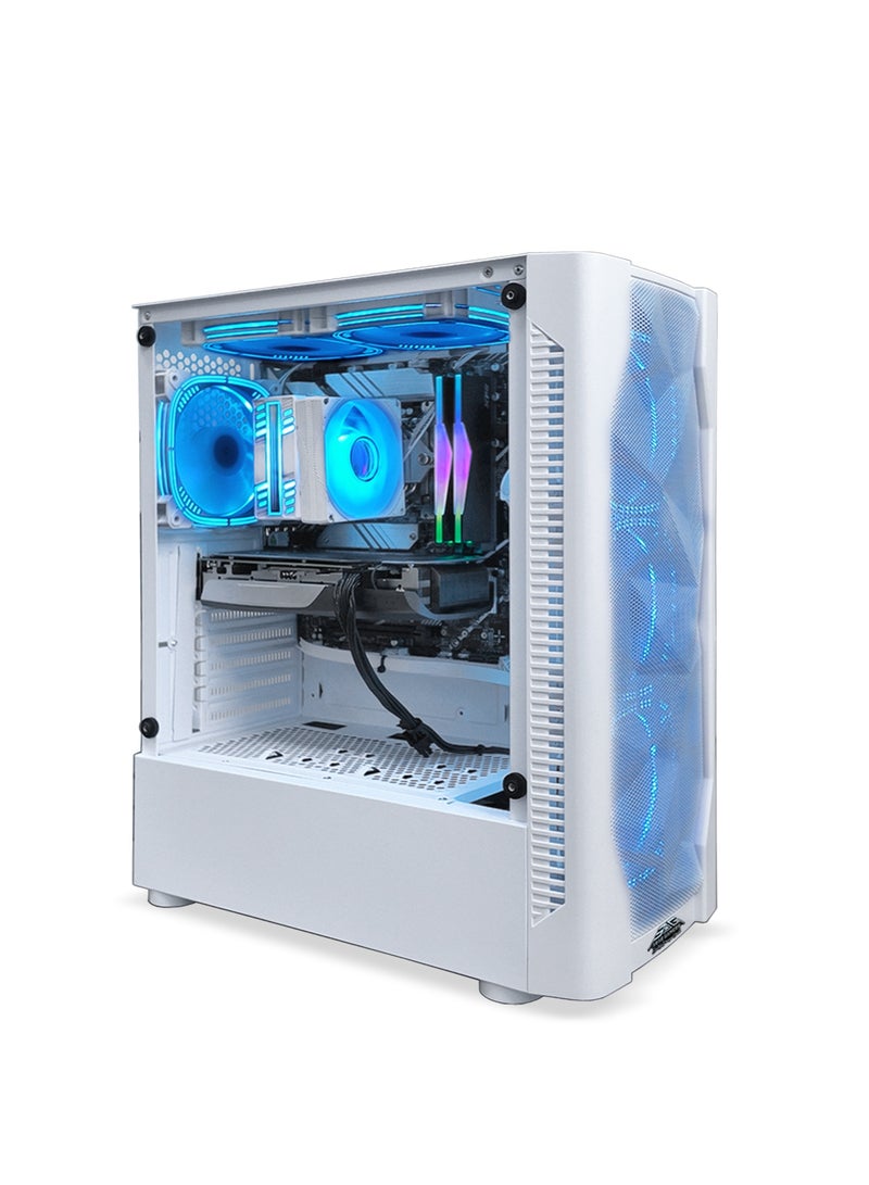 عرب جيمرز حزمة كمبيوتر ألعاب متكاملة: Intel Core i5-12400F, NVIDIA GeForce RTX 5050 8GB, ذاكرة وصول عشوائي 16GB, قرص صلب 1TB NVMe SSD, شاشة FHD 27 بوصة, لوحة مفاتيح وماوس وسماعة رأس, ويندوز 11 برو, أبيض - Image 2