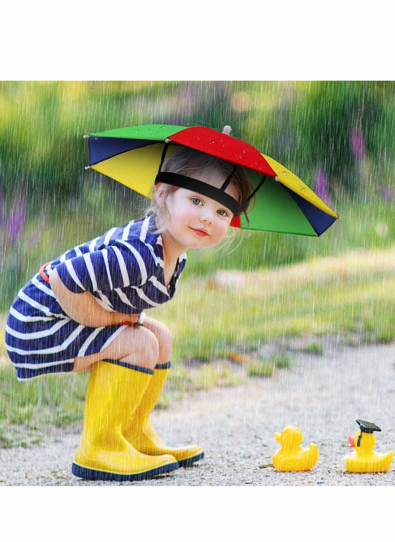 Y&D - Umbrella Hat, 4 Pcs Colorful Hats - 20 Inch, Hands Free, Funny Rainbow Beach Party Hats, Adjustable Size Fits All Ages, Kids, Men Women - Image 1
