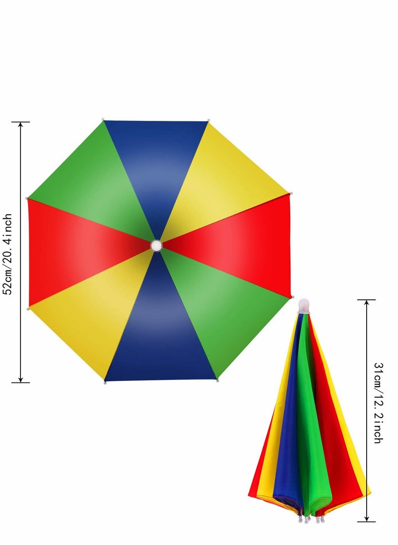 Y&D - Umbrella Hat, 4 Pcs Colorful Hats - 20 Inch, Hands Free, Funny Rainbow Beach Party Hats, Adjustable Size Fits All Ages, Kids, Men Women - Image 1