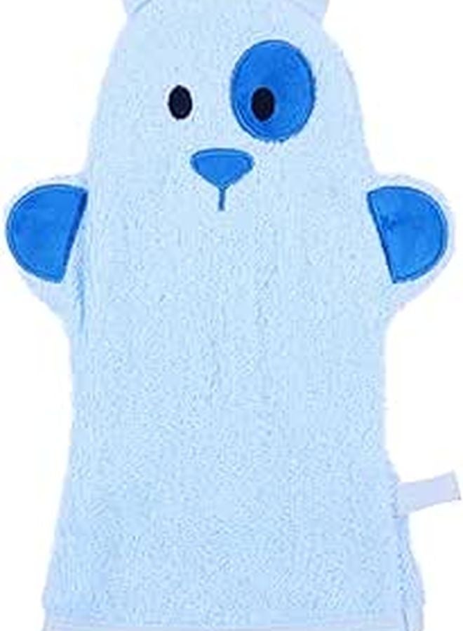 Cartoon Bath Mitts For Babies Soft Cotton Wash Gloves Blue For Boys And Girls - Image 1