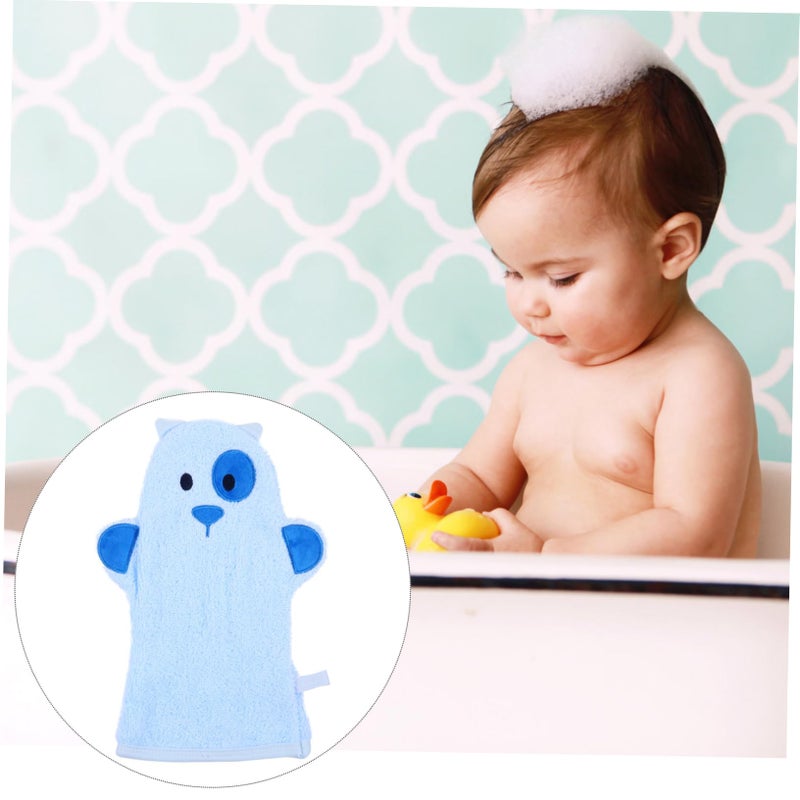Cartoon Bath Mitts For Babies Soft Cotton Wash Gloves Blue For Boys And Girls - Image 5