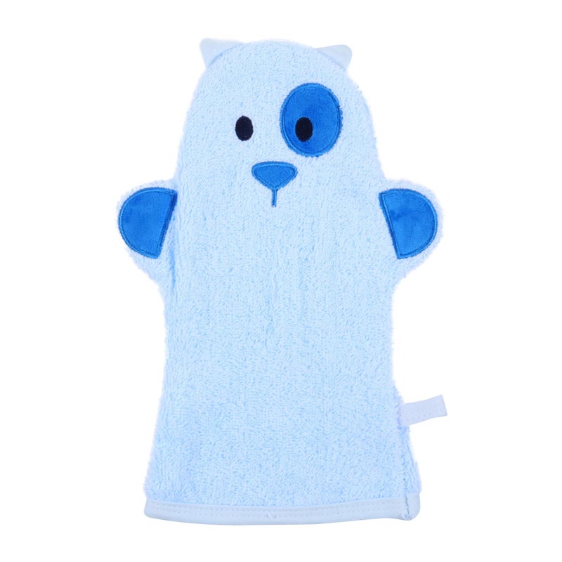 Cartoon Bath Mitts For Babies Soft Cotton Wash Gloves Blue For Boys And Girls - Image 2