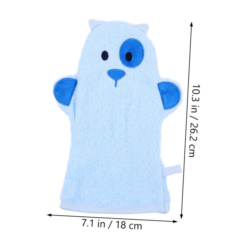 Cartoon Bath Mitts For Babies Soft Cotton Wash Gloves Blue For Boys And Girls - Image 3