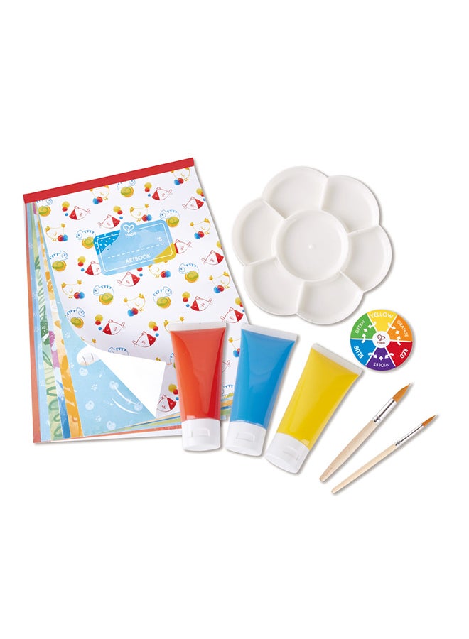 Hape Color Mix Painting - Activities and Art Supplies for Kids with Paint Set, Art Brushes, Paint Palette, Color Wheel, Binder Clip and A3 Activity Book - Art Kit for Ages 4 and Up| PerfeCountEasel Companion - Image 1