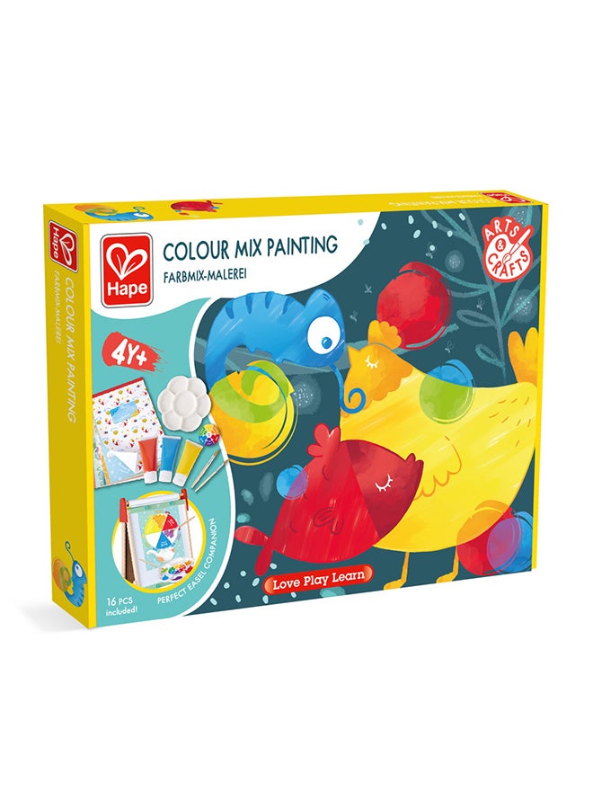 Hape Color Mix Painting - Activities and Art Supplies for Kids with Paint Set, Art Brushes, Paint Palette, Color Wheel, Binder Clip and A3 Activity Book - Art Kit for Ages 4 and Up| PerfeCountEasel Companion - Image 2