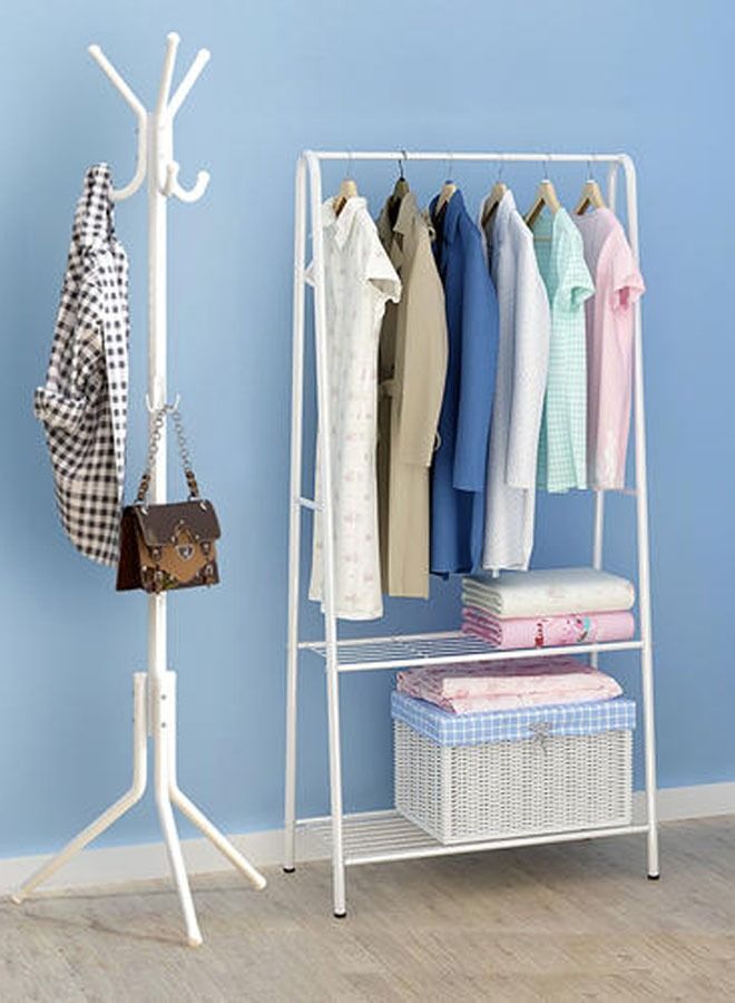 AGD Multi-Function Metal Triangle  Garment Rack White - Image 2