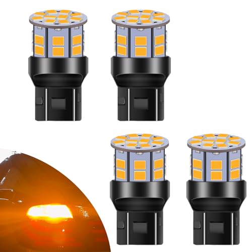 LEDYOTRY 7440 7443 LED Bulb Amber for Turn Signal Light, Super Bright WY21W T20 7440A 7444 LED Bulbs for Rear Front Turn Signal Blinker Lights, Parking or Running, Brake Tail Lights, Pack of 4 - Image 1