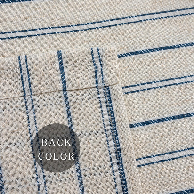 SUOUO Blue Striped Linen Textured Curtains 96 inches Long Rod Pocket Coastal Farmhouse Light Filtering Semi-Sheer Window Drapes for Living Room Bedroom Dining 2 Panels - Image 5