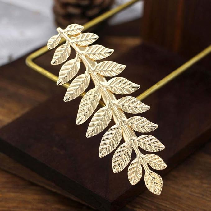 Pack of 2 Gold Toga Party Halloween Greek Goddess Costume Gold Leaves Hair Clips Halloween Gold Leaf Hair Clips