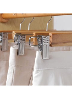 Kuber Industries Kuber Industries Hanger|Steel Adjustable Clips|Wooden Natural Finish Closet Hanger with Swivel Hook for Clothes & Classical Lifestyle|Pack of 3 (Brown)  - Image 4