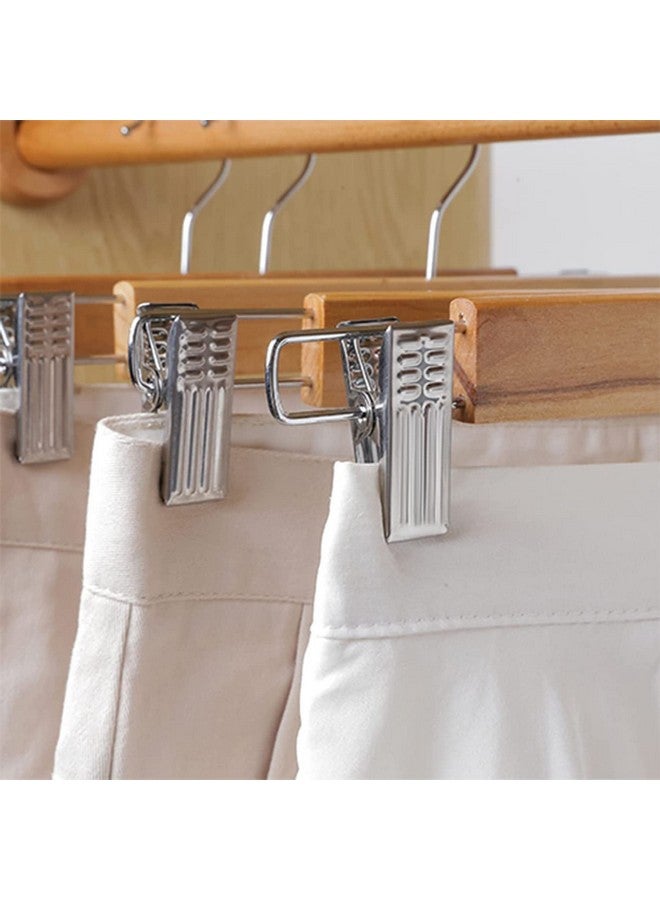 Kuber Industries Hanger|Steel Adjustable Clips|Wooden Natural Finish Closet Hanger with Swivel Hook for Clothes & Classical Lifestyle|Pack of 3 (Brown) - Image 4
