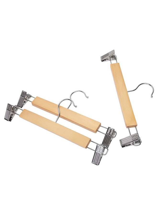 Kuber Industries Hanger|Steel Adjustable Clips|Wooden Natural Finish Closet Hanger with Swivel Hook for Clothes & Classical Lifestyle|Pack of 3 (Brown) - Image 1