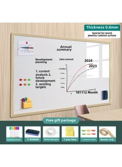 Magnetic Whiteboard Stickers Drawing Board Office Meeting Erasable Wall Stickers Home Teaching Graffiti Small Blackboard Does Not Hurt The Wall-Color:Office Whiteboard [special For Wooden Cabinets] Does Not Damage The Wall - Wood Grain Frame-Specifications:100x150cm [with Office Gift Package]