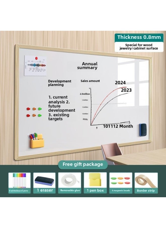 null - Magnetic Whiteboard Stickers Drawing Board Office Meeting Erasable Wall Stickers Home Teaching Graffiti Small Blackboard Does Not Hurt The Wall-Color:Office Whiteboard [special For Wooden Cabinets] Does Not Damage The Wall - Wood Grain Frame-Specifications:100x150cm [with Office Gift Package] - Image 1