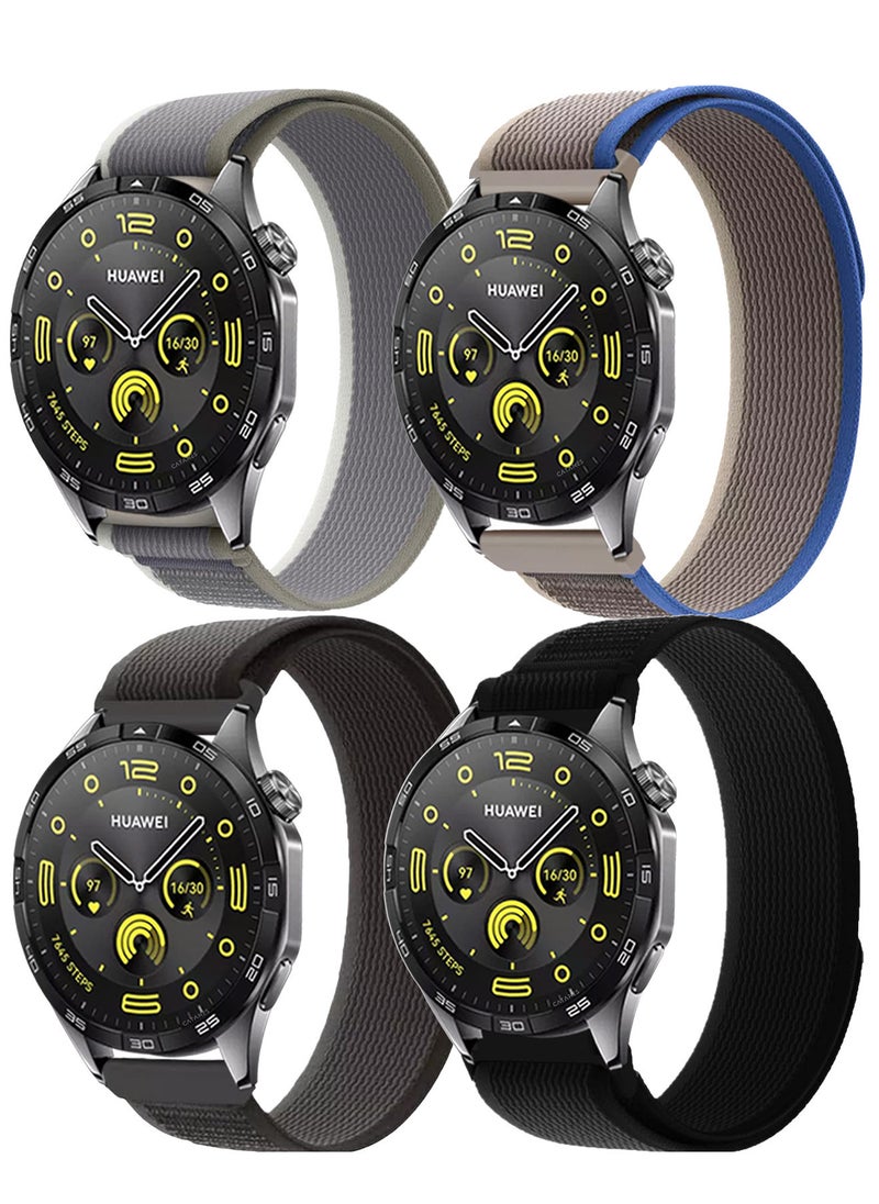 CATANES - ( for Huawei Watch GT4 ) 4 Pack, Trail Loop Band, Braided Elastic Weave Sport Strap, Nylon Sport Loop Bands for Men Women - Image 1