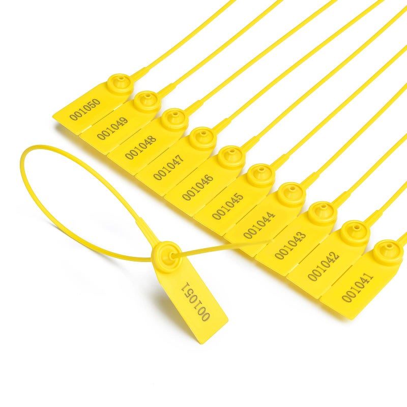 TAGMORE Truck Security Seal Pull Tight Padlock Plastic Numbered Safety Tag Tamper Proof Tie Disposable SelfLocking Seals 145 Length 100pcs Yellow - Image 2