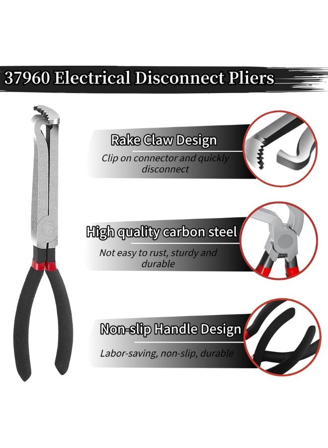 Chase Up Electrical Disconnect Pliers,Electrical Connector Pliers for Cars,Fuel Line Petrol Clip Pipe Pliers, Automotive Hose Disconnect Tools for Push Tab Style Plugs (1*Red60°+1*Red straight) - Image 2