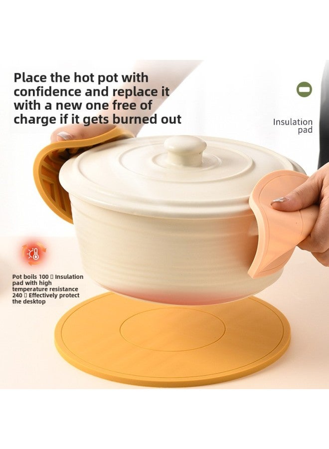 High Temperature Resistant Silicone Heat Insulation Pad Dining Table Food Pad Household Anti-scalding Advanced Sense Sand Pot Pad Bowl Tea Cup Pad Thickened-Color:22cm Pot Holder-light Lotus Color  - Image 5