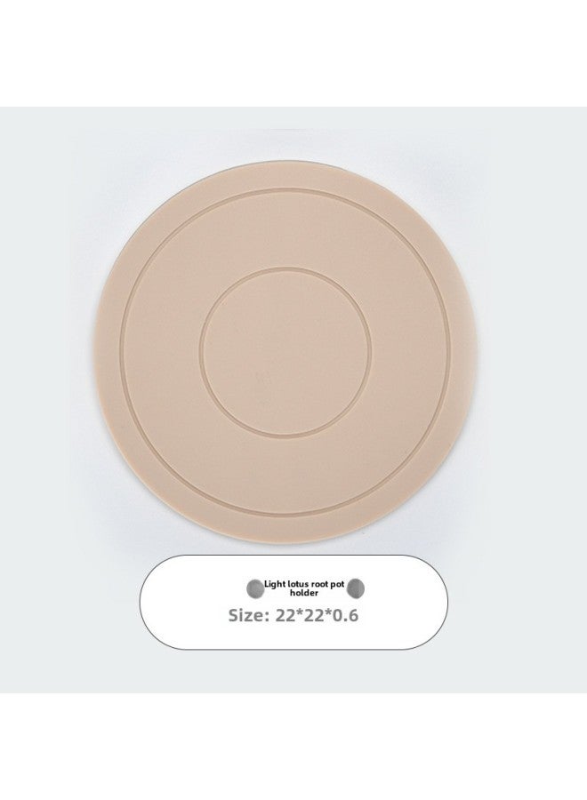 High Temperature Resistant Silicone Heat Insulation Pad Dining Table Food Pad Household Anti-scalding Advanced Sense Sand Pot Pad Bowl Tea Cup Pad Thickened-Color:22cm Pot Holder-light Lotus Color  - Image 1