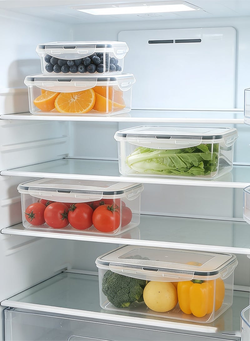 وفوفا 5 قطع من أوعية تخزين الطعام مع أغطية محكمة الإغلاق، مصنوعة من مادة صديقة للبيئة خالية من مادة BPA، تصميم قابل للتدريج للاستخدام في الثلاجة/المطبخ، مجموعة حفظ الطعام سهلة التنظيف، حافظة الطعام (مستطيلة) - Image 4