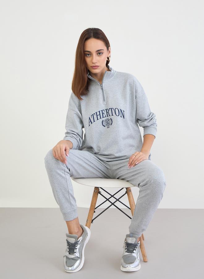 Styli Grey Oversized Longline Sweatshirt and Joggers Co-Ords - Image 1