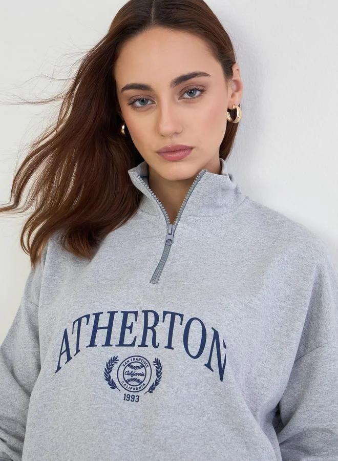 Styli Grey Styli Grey Oversized Longline Sweatshirt and Joggers Co-Ords for Women | Best Price UAE