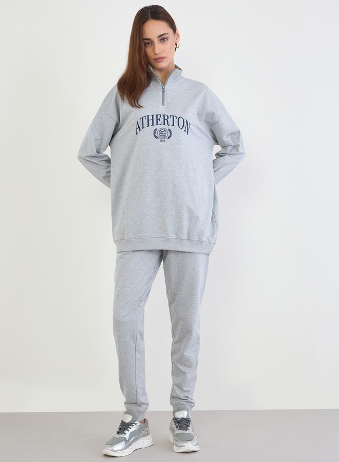 Styli Grey Oversized Longline Sweatshirt and Joggers Co-Ords - Image 2