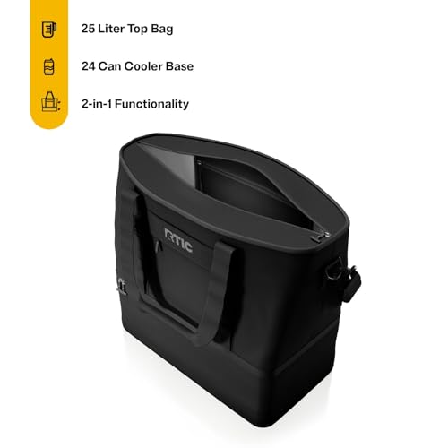 RTIC 2in1 Chillout Bag Soft Insulated Cooler Tote Portable for Lunch Beach Travel Drink Beverage Car Camping Picnic 24Can Capacity Black - Image 3