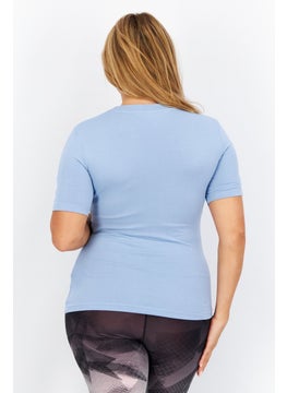 Adidas Women Sportswear Fit Short Sleeve Running T-Shirts, Blue  - Image 4