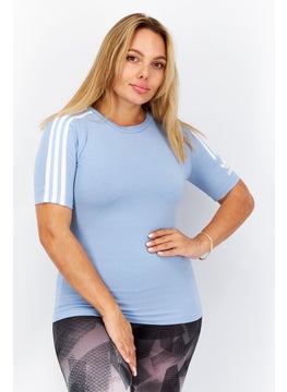 Adidas Women Sportswear Fit Short Sleeve Running T-Shirts, Blue  - Image 1