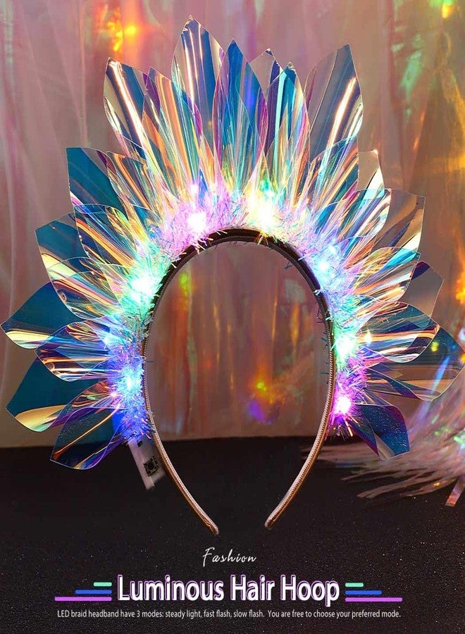 ACEDRE Light Up Headband LED Crown Rave Costume Hair Accessories for Women - Image 2