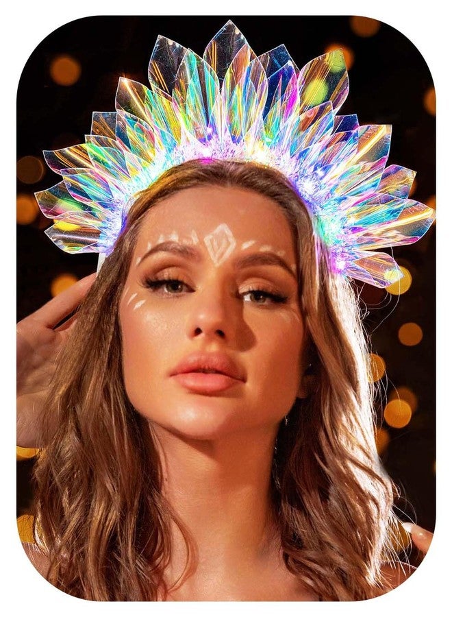 ACEDRE Light Up Headband LED Crown Rave Costume Hair Accessories for Women - Image 1