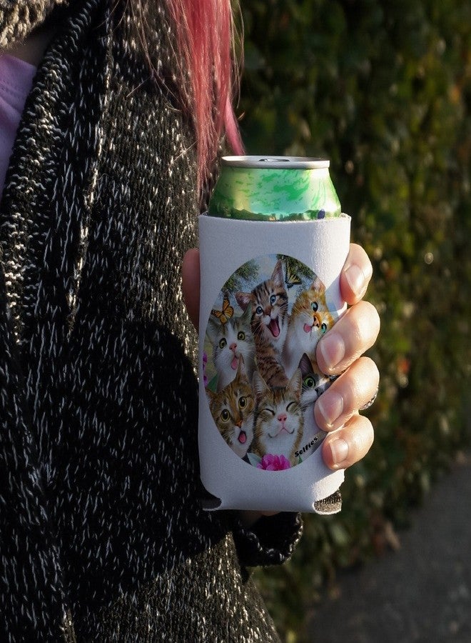 Graphics & More Cats and Butterflies Selfie Can Cooler - Drink Sleeve Hugger Collapsible Insulator - Beverage Insulator (Multicolor, Foam, 16 oz, Fits Standard 12 oz Cans/Bottles) - Image 3