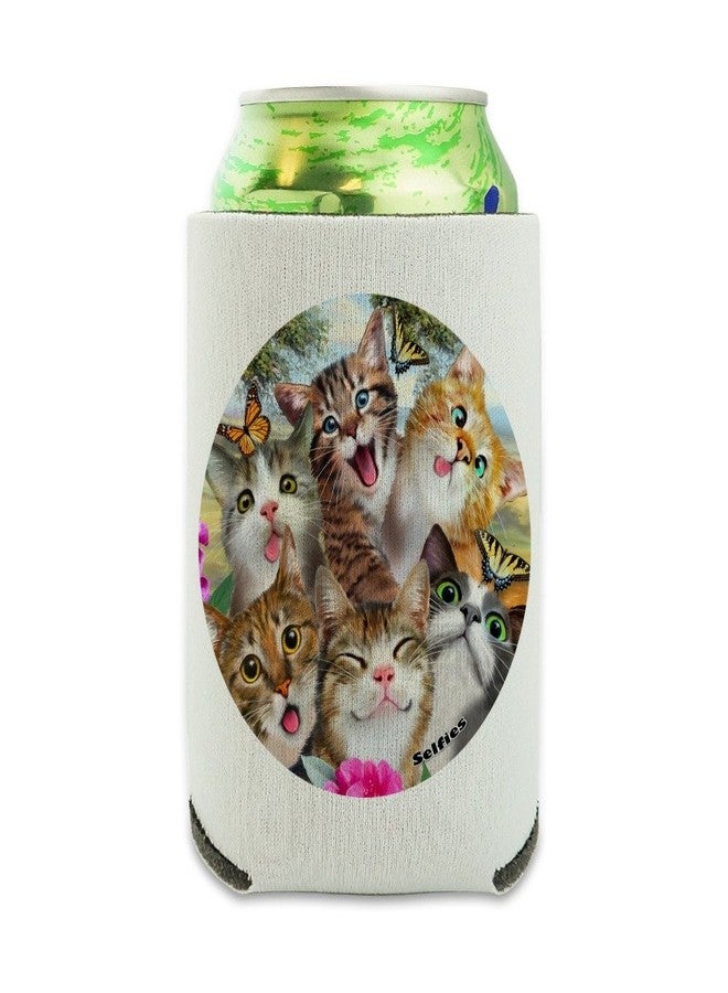 Graphics & More Cats and Butterflies Selfie Can Cooler - Drink Sleeve Hugger Collapsible Insulator - Beverage Insulator (Multicolor, Foam, 16 oz, Fits Standard 12 oz Cans/Bottles) - Image 1