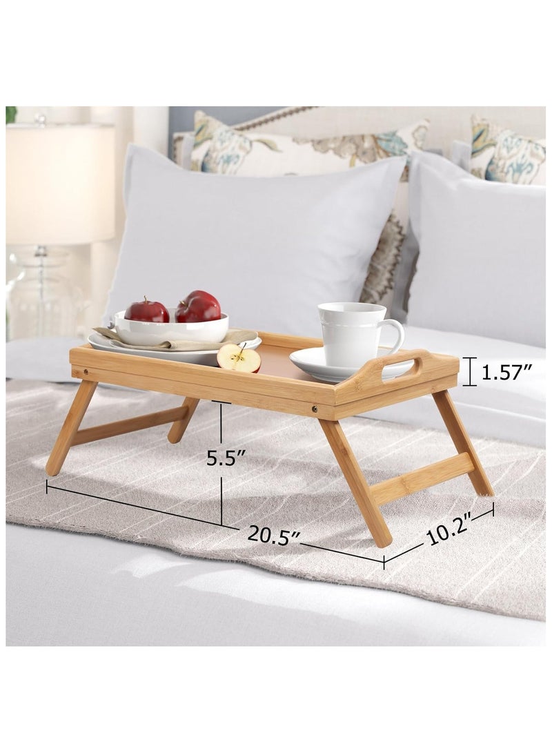 ECVV طبق تقديم الطعام صينية خشبية من الخيزران مع أرجل قابلة للطي - Image 2