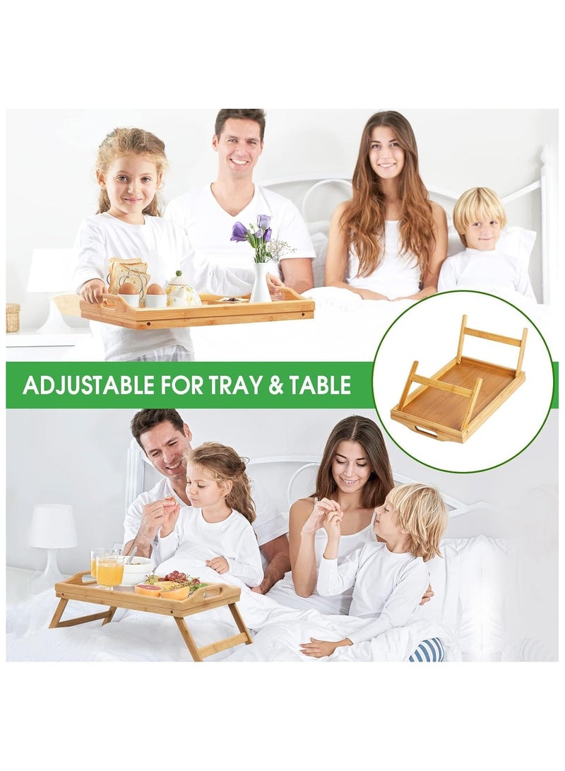 ECVV طبق تقديم الطعام صينية خشبية من الخيزران مع أرجل قابلة للطي - Image 5