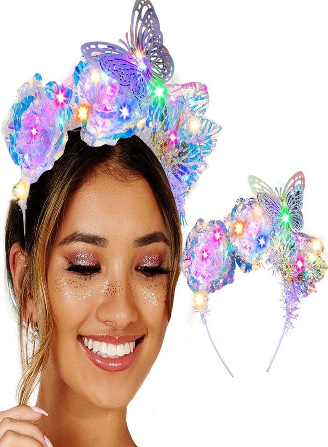 Fdesigner Light Up Flower Headbands LED Butterfly Glowing Hairbands Glowing Laser Rave Women Hair Accessories - Image 1