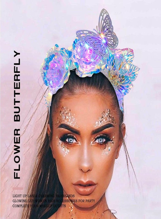 Fdesigner Light Up Flower Headbands LED Butterfly Glowing Hairbands Glowing Laser Rave Women Hair Accessories - Image 4