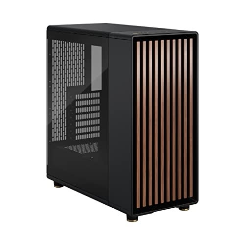 Fractal Design North Charcoal Black Tempered Glass Dark - Genuine Walnut Wood Front - Glass Side Panel - Two 140mm Aspect PWM Fans Included - Type C USB - ATX Airflow Mid Tower PC Gaming Case - Image 5