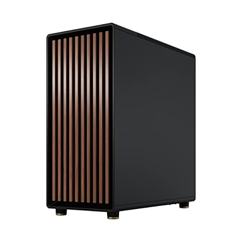 Fractal Design North Charcoal Black Tempered Glass Dark - Genuine Walnut Wood Front - Glass Side Panel - Two 140mm Aspect PWM Fans Included - Type C USB - ATX Airflow Mid Tower PC Gaming Case - Image 4