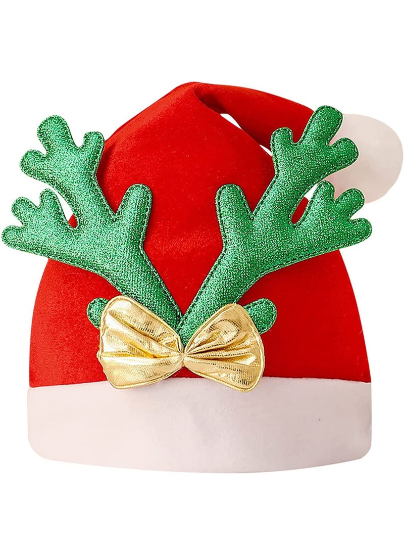 TAPIT - Christmas Hat Santa Hat Xmas Holiday Hat For Adults Unisex Christmas Decoration Outdoor Antler Plush Cute Christmas Hats With White Cuffs For Christmas Holiday Party Supplies - Image 1