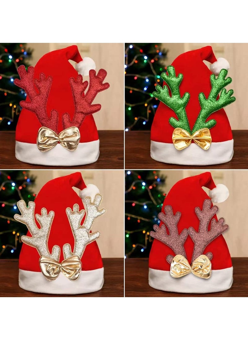 TAPIT - Christmas Hat Santa Hat Xmas Holiday Hat For Adults Unisex Christmas Decoration Outdoor Antler Plush Cute Christmas Hats With White Cuffs For Christmas Holiday Party Supplies - Image 1