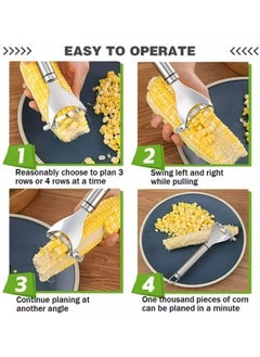 Generic Corn Thresher Peeler Granulator Kitchen Gadget Stainless Steel Corn Thresher with Ergonomic Handle Corn Stripper Corn Cob Stripper Tool Thresher Corn Cutter from the Cob  - Image 2